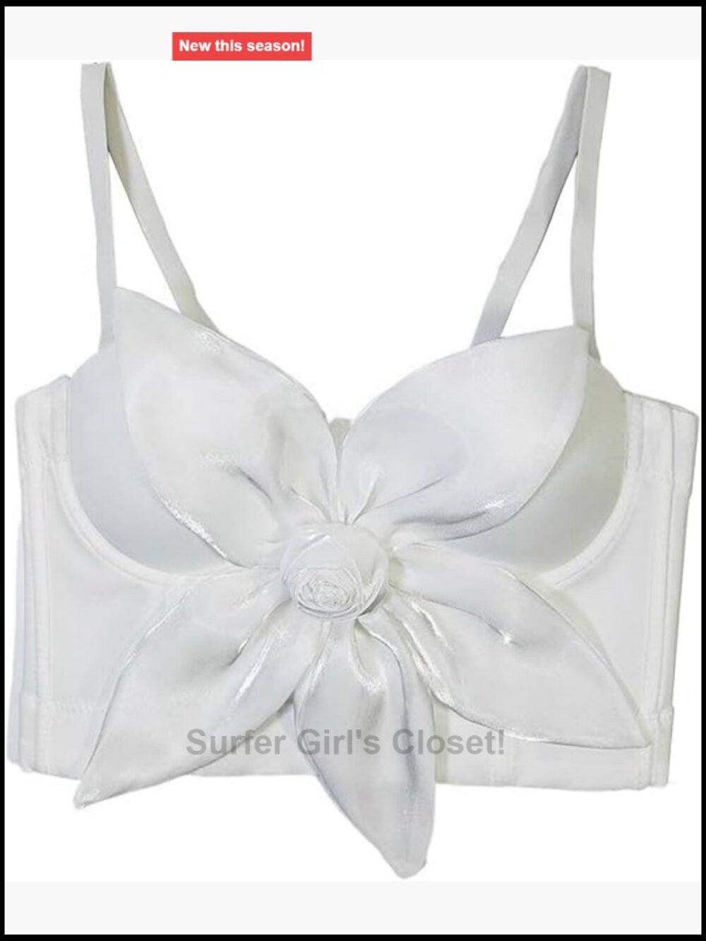 3D Flower Push Up Bustier Crop Top Sleeveless Corset with Adjustable Straps
